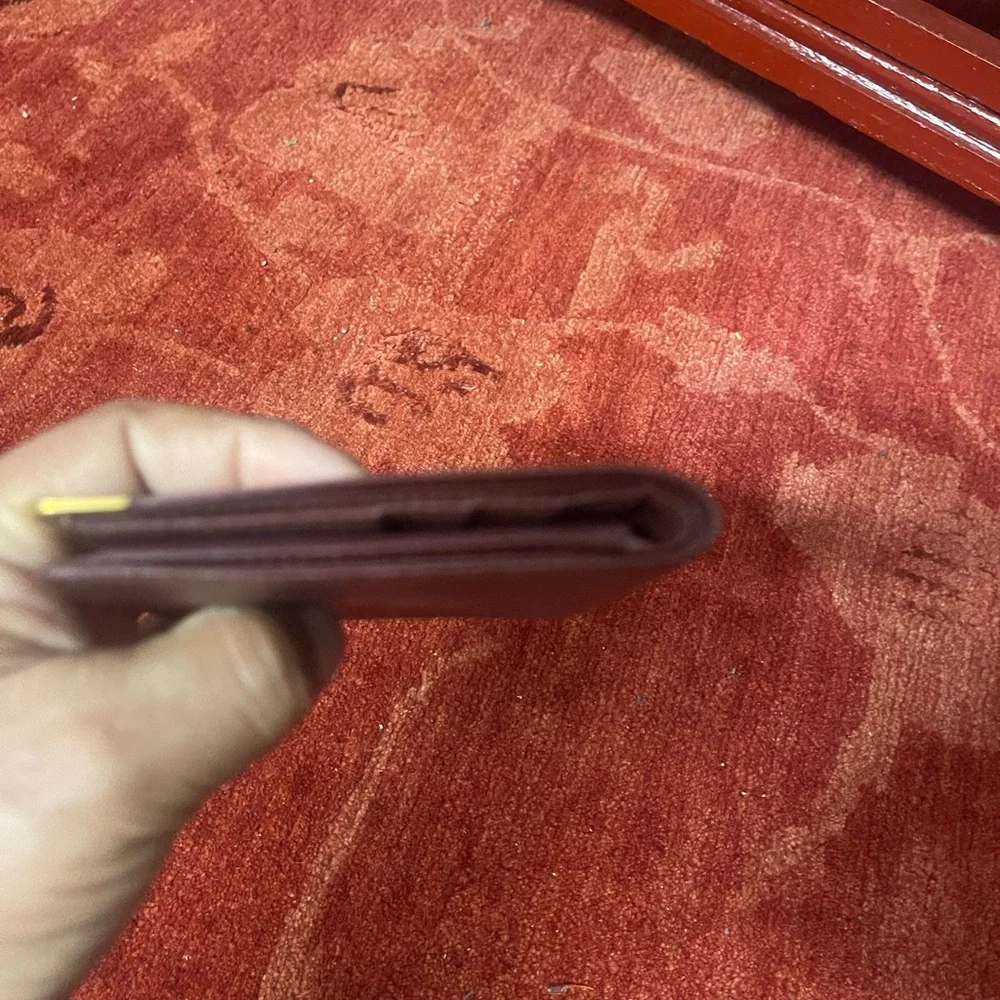 Cartier Bordeaux Red leather wallet vintage square bifold compact.